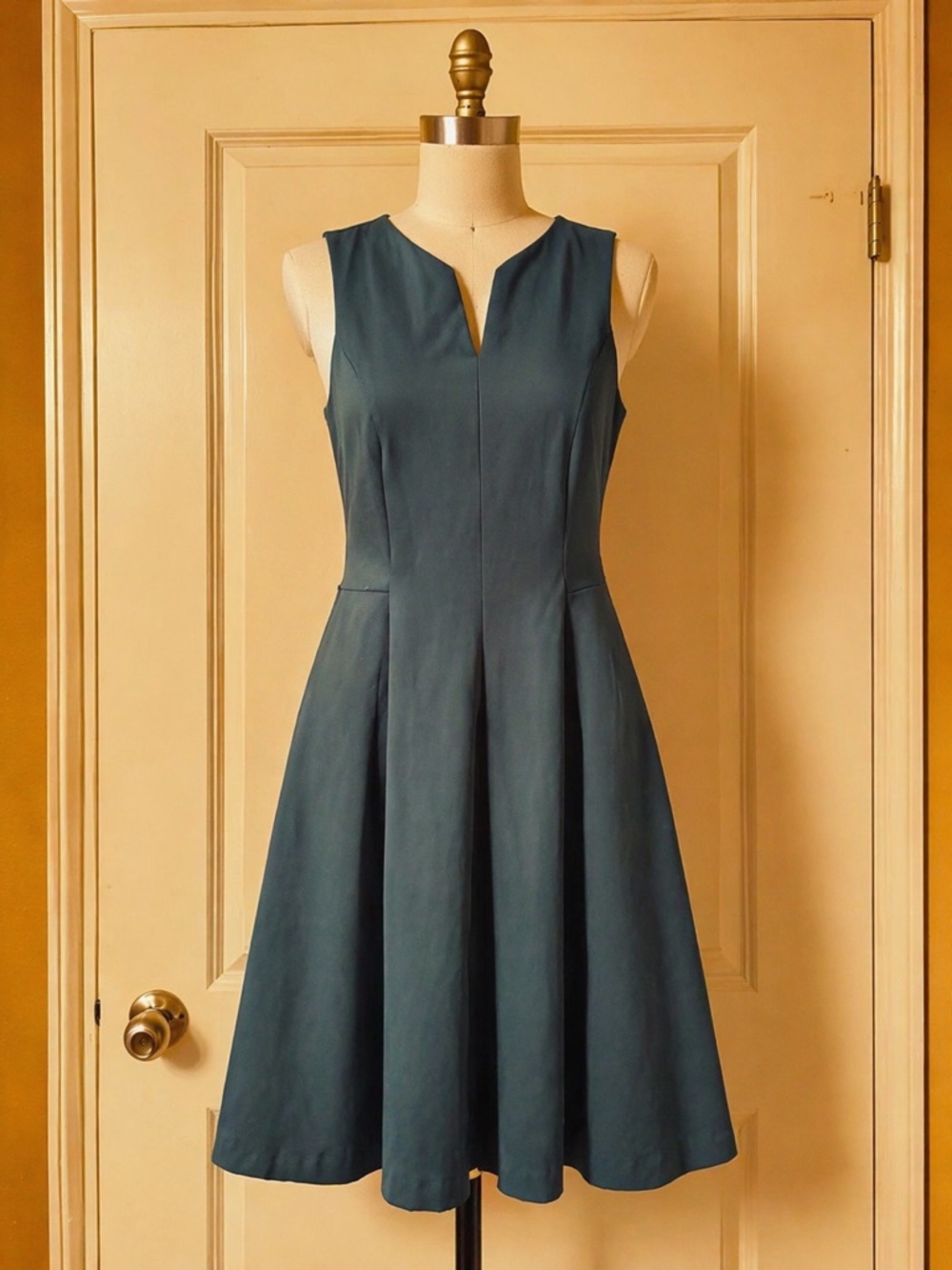 Cynthia Rowley Teal-Blue Sleeveless V-Front Midi Dress